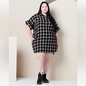 Amaris Dress Black/Taupe Plaid